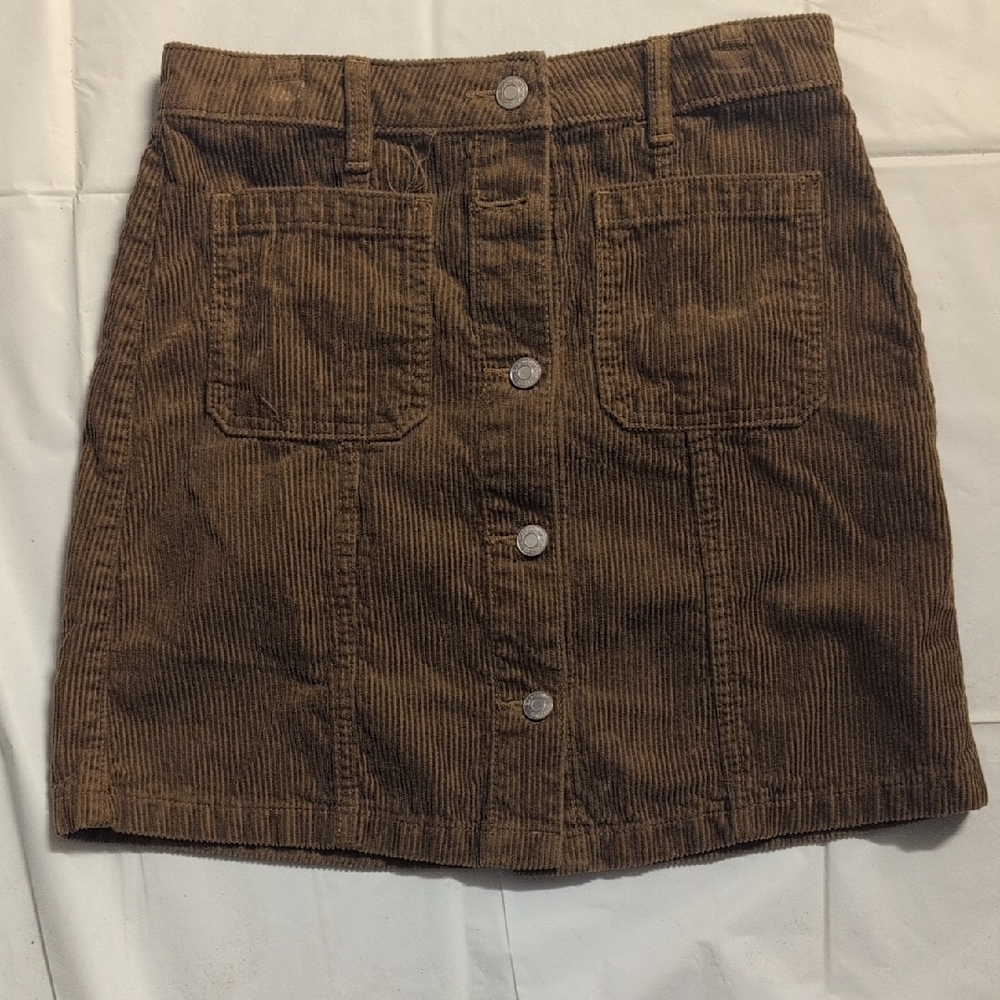 GAP Brown Corduroy Button-Front Mini Skirt